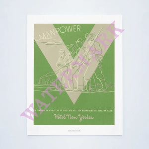 Hotel New Yorker "Manpower", New York, 1942 Vintage Menu