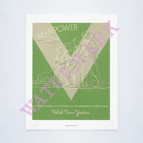 Hotel New Yorker "Manpower", New York, 1942 Vintage Menu