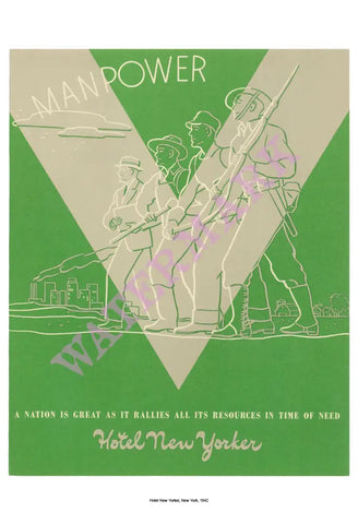Hotel New Yorker Manpower 1942 Vintage Menu