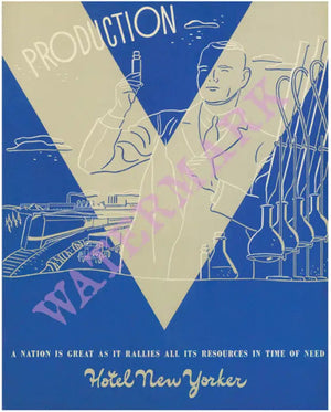 Hotel New Yorker "Production", New York, 1942 Menu Art