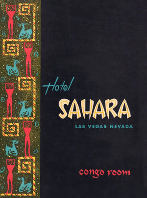 Hotel Sahara, Congo Room Wine List, Las Vegas 1957 Menu Art