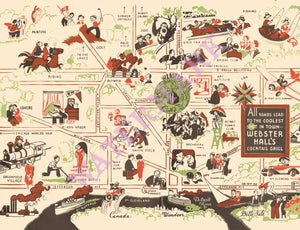 Hotel Webster Hall, Detroit 1930s Menu Art