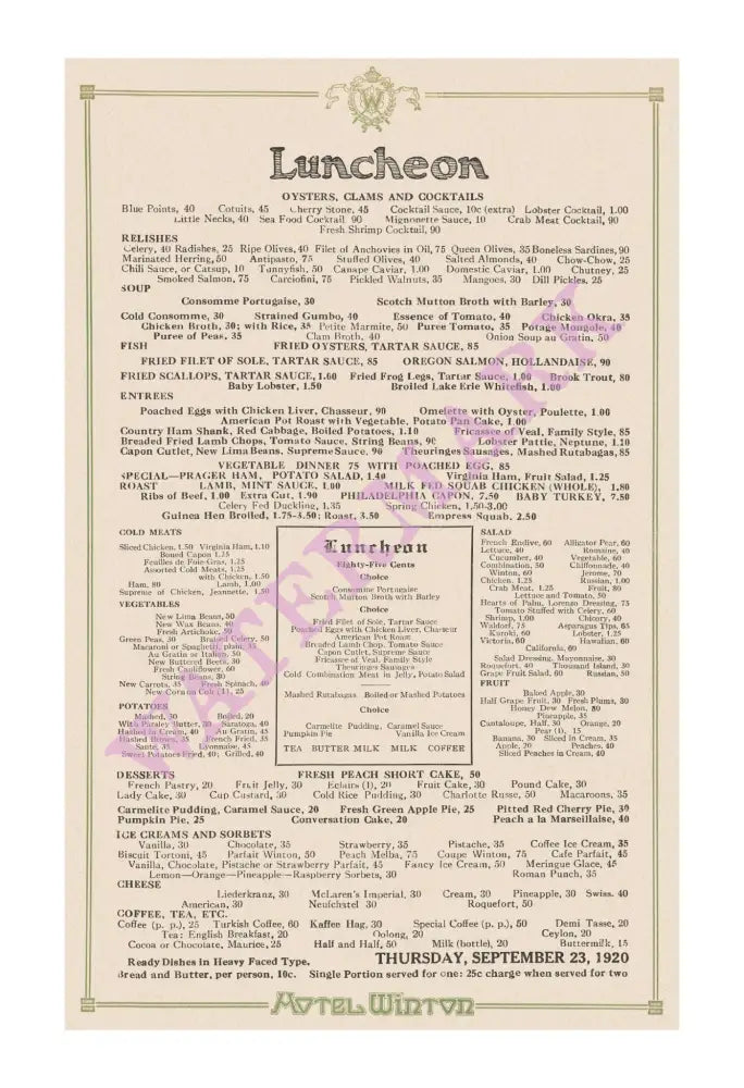 Hotel Winton, Cleveland 1920
