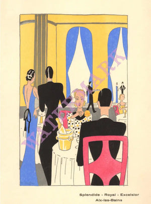 Hotels Splendide - Royal - Excelsior, Aix-les-Bains, France 1939 Menu Art