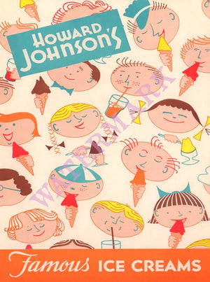 Howard Johnson's Ice Cream 1, 1957 Menu Art