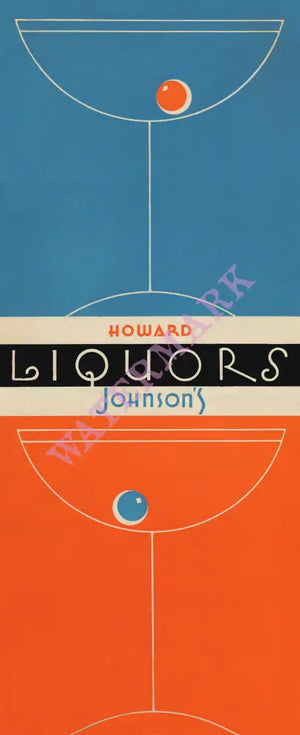 Howard Johnson's Liquors, USA 1950s Menu Art