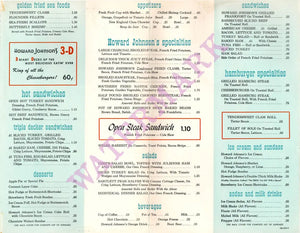 Howard Johnson’s Menu 1960s Posters Prints & Visual Artwork