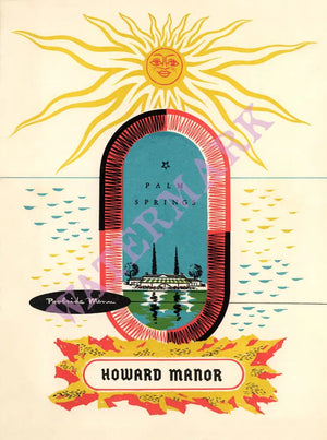 Howard Manor, Palm Springs 1960s Menu Design
