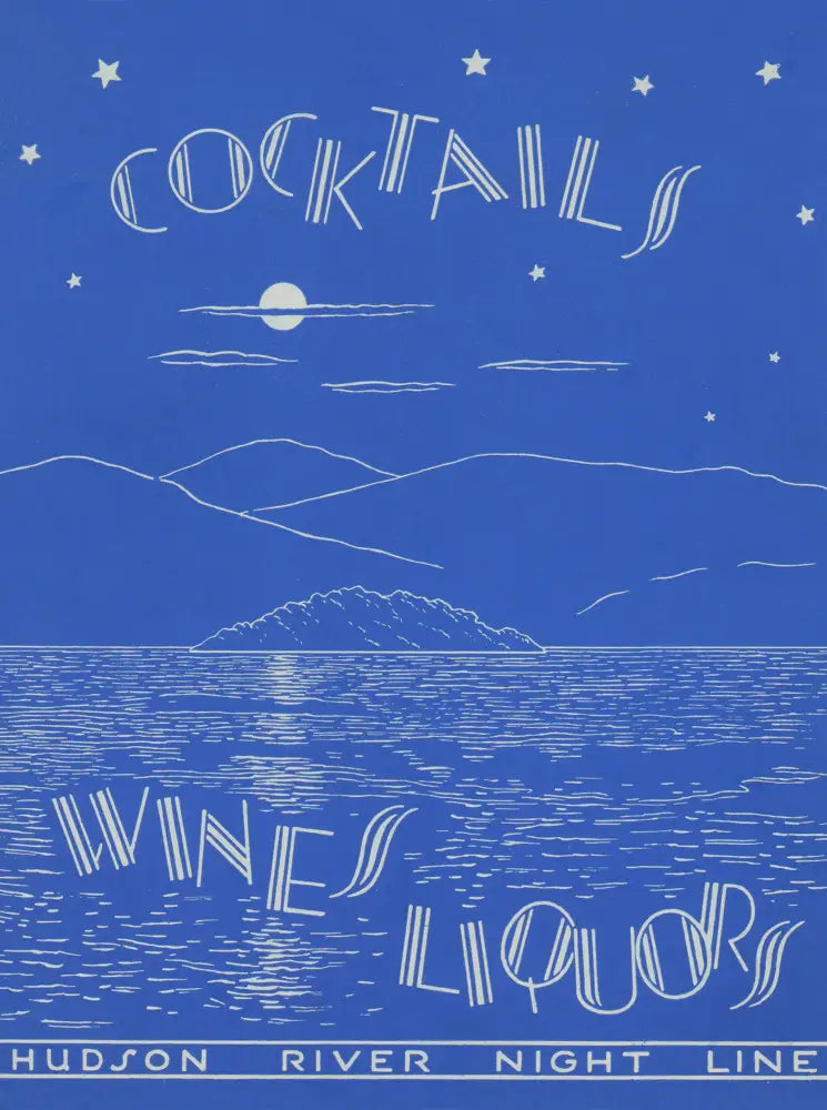 Hudson River Night Line Cocktails, 1930s Menu Art