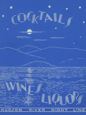 Hudson River Night Line Cocktails, 1930s Menu Art