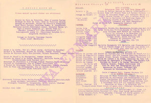 Hungarian Csarda, London 1958 Menu