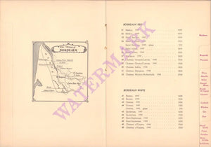 Imperial Hotel Wine List, Tokyo 1950s