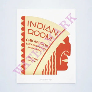 Indian Room, Chic-N-Coop Restaurant, Montreal, 1950 Vintage Menu