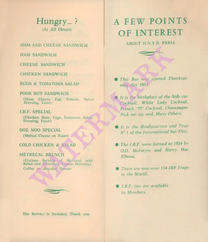 International Bar Fly Playboy Club Thatched Barn Elstree England 1960s Vintage Americana Menus