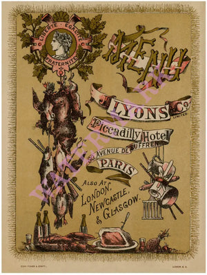 J. Lyons & Co, Piccadilly Hotel, Paris 1889