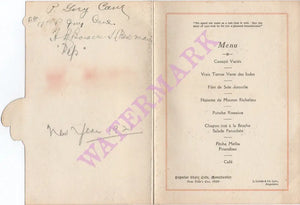 J Lyons Popular State Cafe, Manchester, New Year's Eve Menu