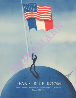 Jean's Blue Room, Sherman Oaks 1960s Menu Design