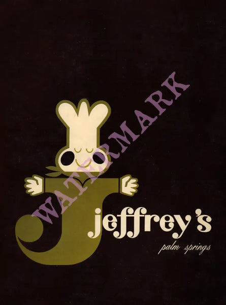 Jeffrey's, Palm Springs 1965 Menu Art