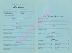 Jour et Nuit, Washington D.C. 1970s Menu