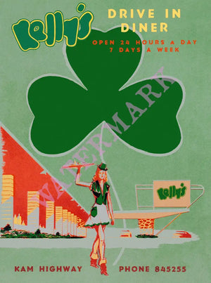 Kelly's Drive-In, Honolulu 1950s Menu Art