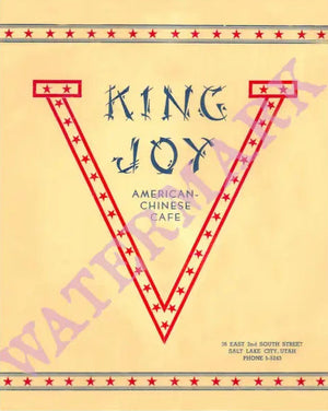 King Joy Salt lake City 1940s Harley Spiller Collection Vintage Menu Artt