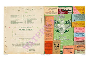 King of the Sea new York menu Cover from the 1940s