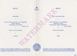 KLM 1960s in-flight menu