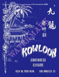 Kowloon, Los Angeles 1960s Menu Art