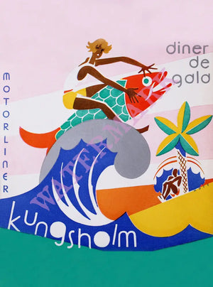 Kungsholm Motorliner 1935 Swedish American Line Menu Design