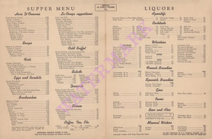 La Conga, New York 1950s Menu
