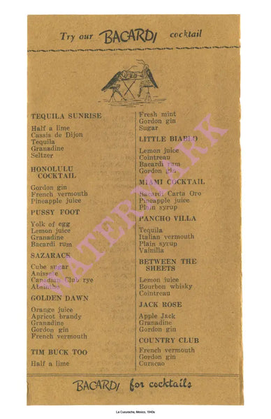 La Cucaracha Cocktail Club, Mexico City, 1930s