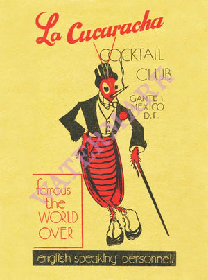 La Cucaracha Mexico City cocktail menu art