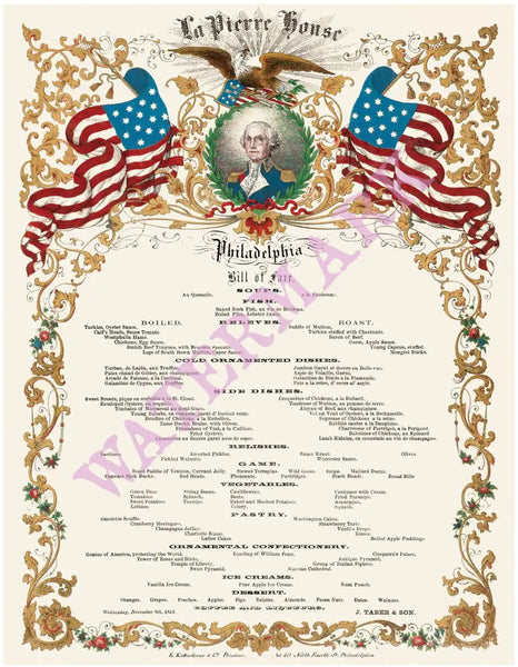 La Pierre House, Philadelphia 1854 Menu Art