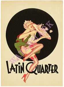 Latin Quarter Nightclub, New York, 1950s Menu Art