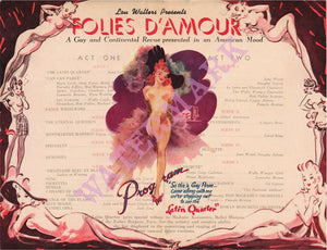 Latin Quarter Program, New York, 1950s Menu Art