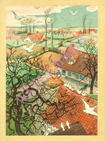 Le Canterbury Brussels, Birds by Jean Droit Menu Art 1990s