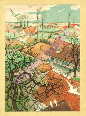 Le Canterbury Brussels, Birds by Jean Droit Menu Art 1990s