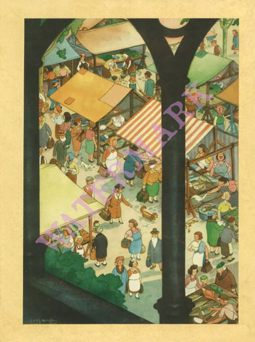 Le Canterbury Brussels, Market by Jean Droit Menu Art 1990s