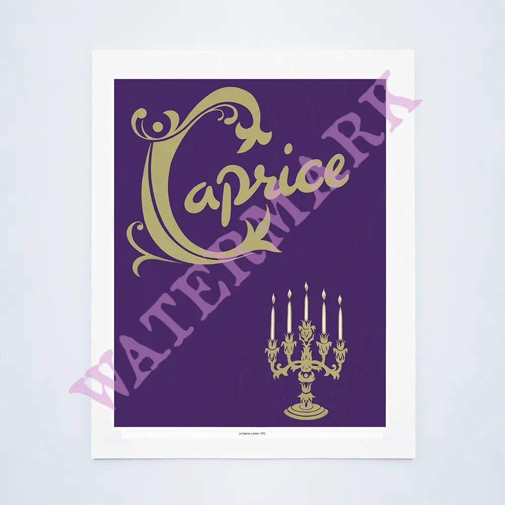 Le Caprice, London, 1973 Vintage Menu