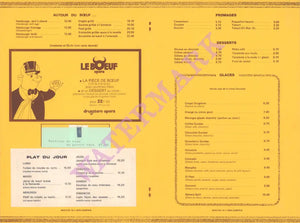 Le Drugstore, Paris 1970s Menu