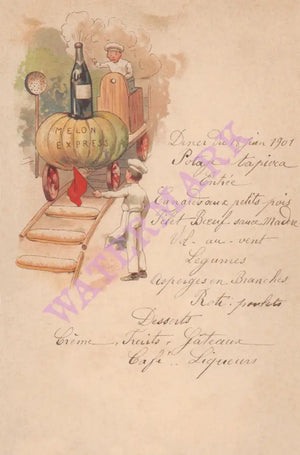 Le Melon Express, France 1901 Menu Art