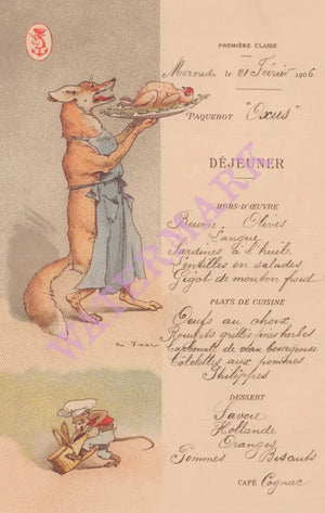 Le Paquebot Oxus 1906 Auguste Vimar Menu Art