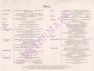 Lehigh Valley Railroad Black Diamond Express Circa 1910 Menu