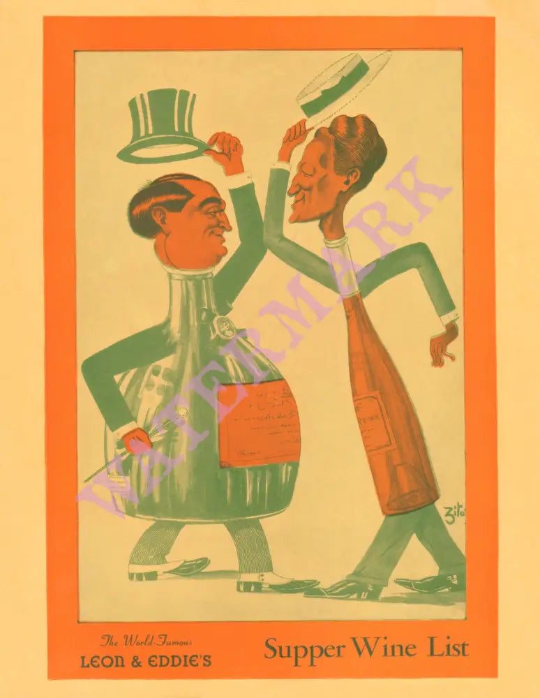  Leon and Eddie's, New York 1944 Menu Art