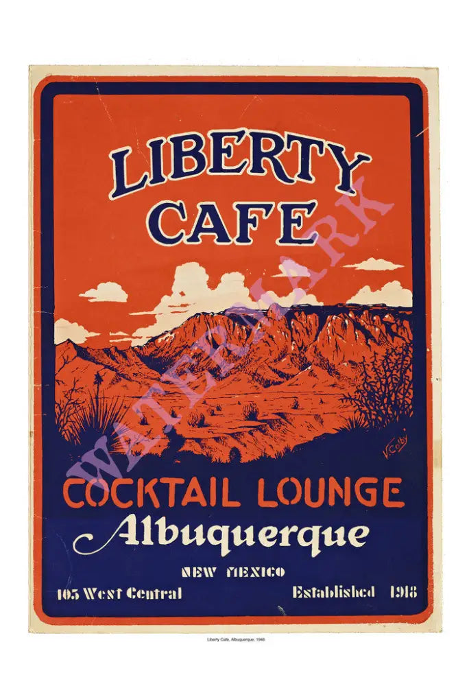 Liberty Cafe Albuquerque Vintage Menu 1946