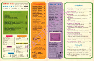 Lindy Lou, Palm Springs 1960s Menu