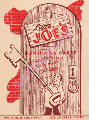 Little Joe's, Los Angeles 1955 Menu Art