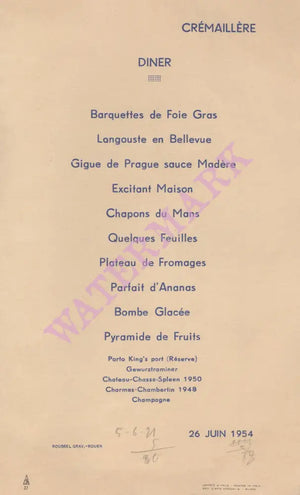 Lobster & Chef, Rouen,  France 1954 | Vintage Menu Art - food menu