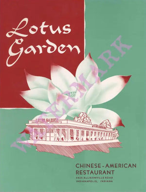 Lotus Garden Indianapolis 1950s Harley Spiller Collection Vintage Menu Art