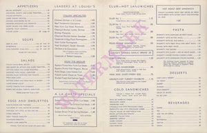 Louigi's Charcoal Broiler Italian Restaurant Las Vegas 1960s Menu Prices
